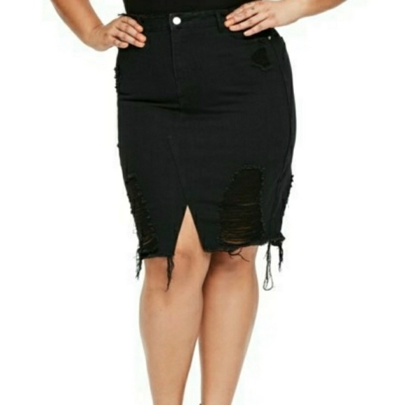 Missguided Denim Distressed Denim Midi Skirt NWT - Picture 2 of 3